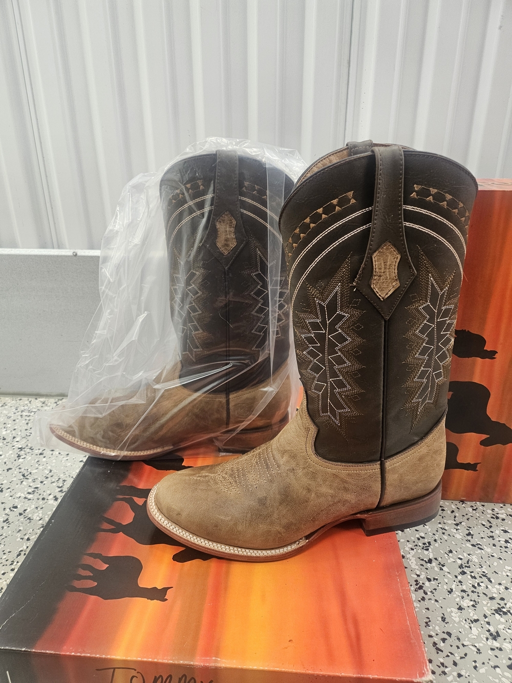 Ferrani Italia Kangaroo Brown A/S F-Toe Men's Cowboy Boots 9.5 D